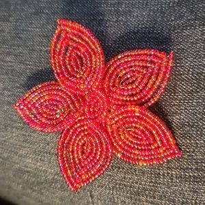 Vintage Glass Seed Bead Flower Brooch